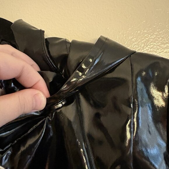 Jane Post Women S Black Snap Front Detachable Hood Iconic Slicker Raincoat NWT - Picture 7 of 15